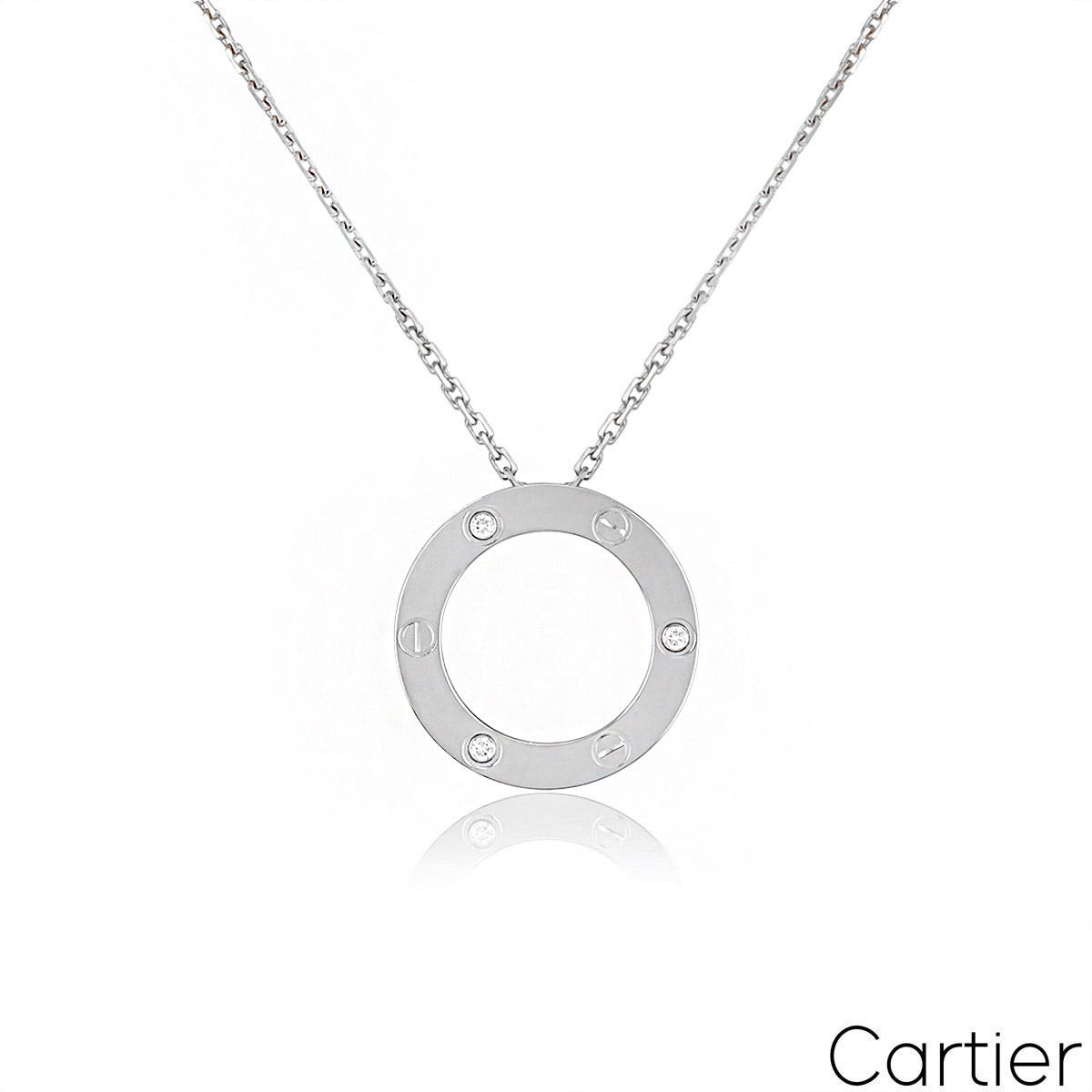 Cartier White Gold 3 Diamond Love Necklace B7014600
